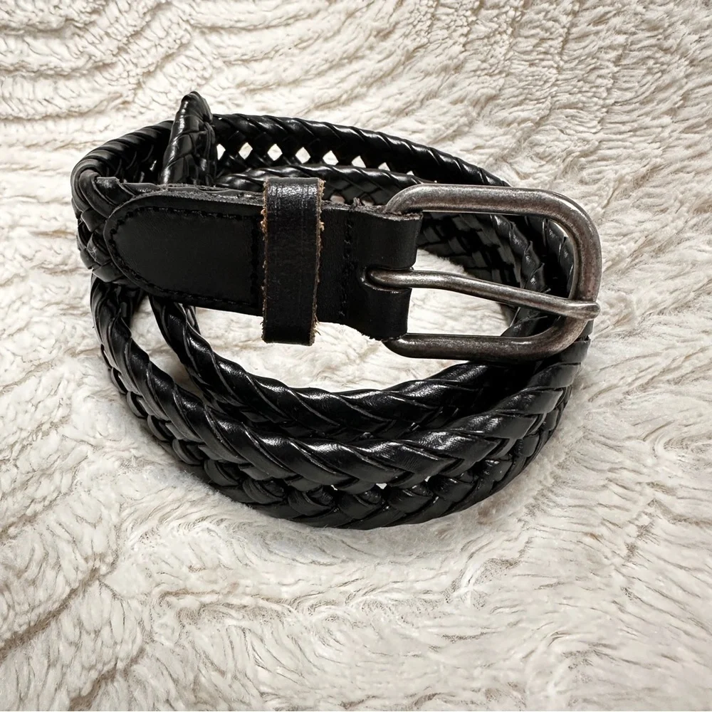 Men's Black Leather Belt With Diamond Shaped Holes Adjustable| Silver Buckle M